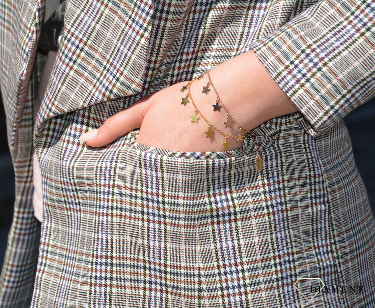 Bransoleta srebrna pozł. gwiazdki Dall'Acqua B RM 21092 (2).JPG